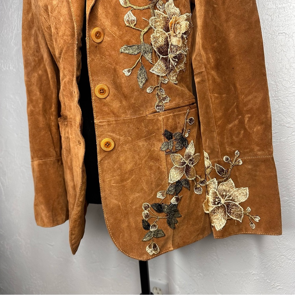 Vintage Y2K suede floral Classics Entier jacket - Picture 4 of 8